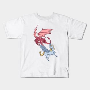 Animals of mythology - Dragon vs Pegasus Kids T-Shirt